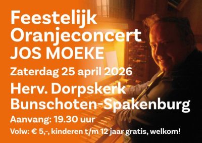 Feestelijk Oranjeconcert 2026 door Jos Moeke in Bunschoten-Spakenburg