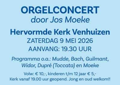Hervormde kerk te Venhuizen orgelconcert met Jos Moeke