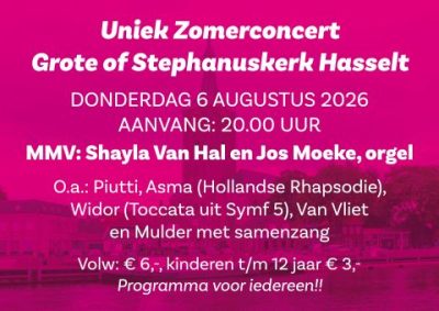 Zomerconcert in Hasselt met organiste Shayla Van Hal en Jos Moeke